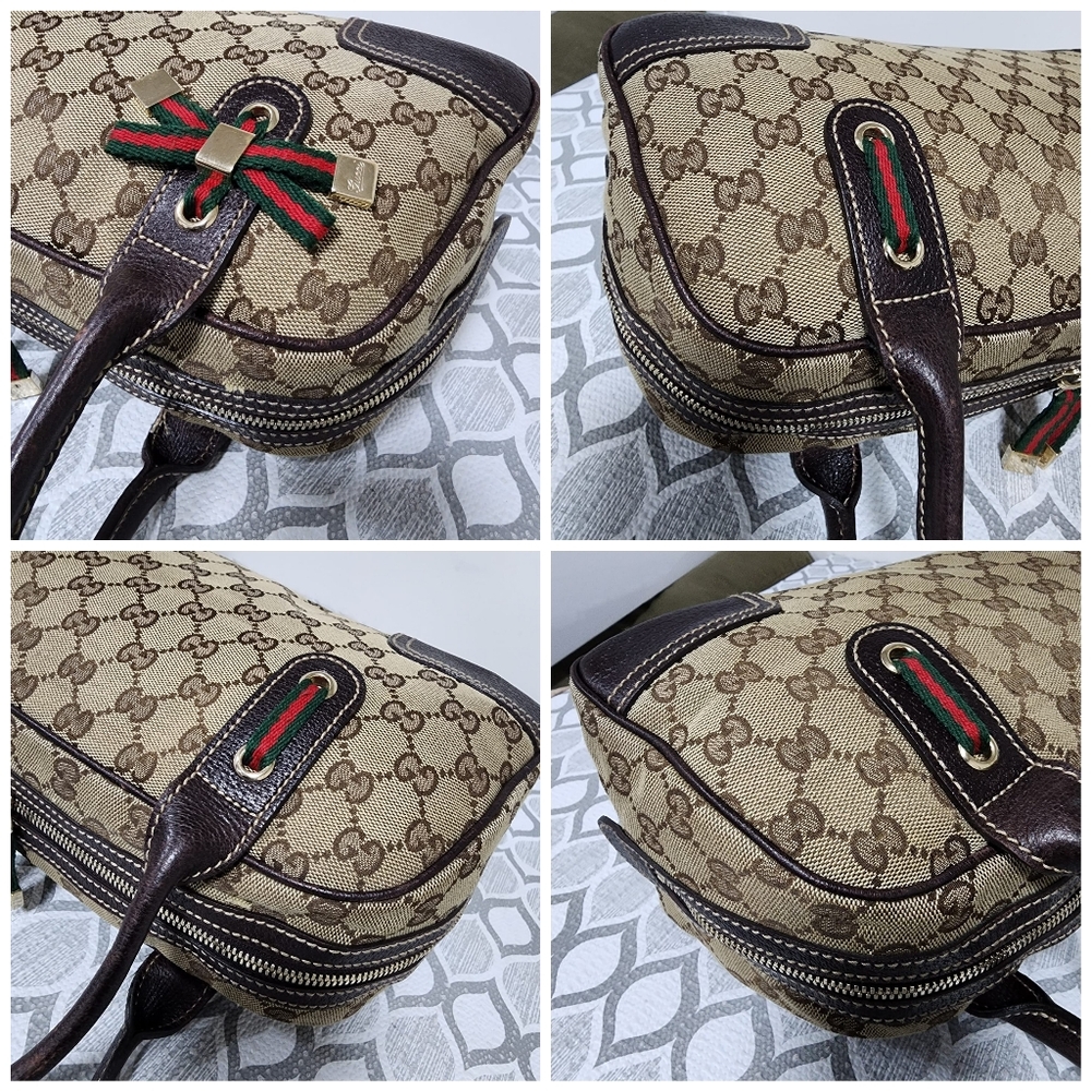 GUCCI Vintage Monogram Small Princy Shoulder Dark Brown/Beige - Picture 11 of 14